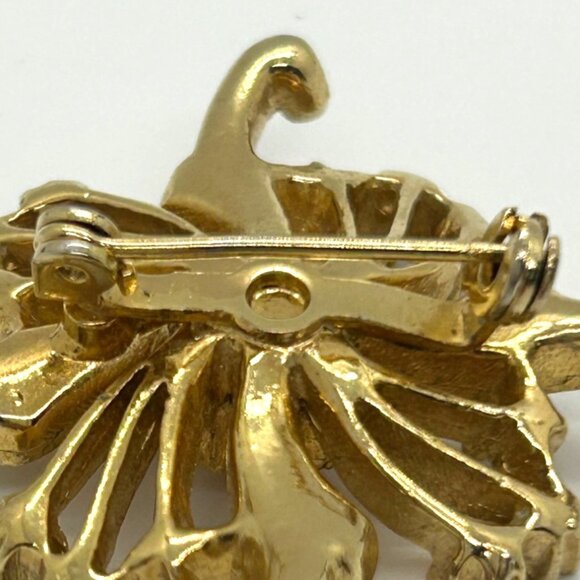 Faux Opal Swirl Brooch Gold-Tone With Faux Pearls & Purple Rhinestones Atomic - Picture 6 of 8